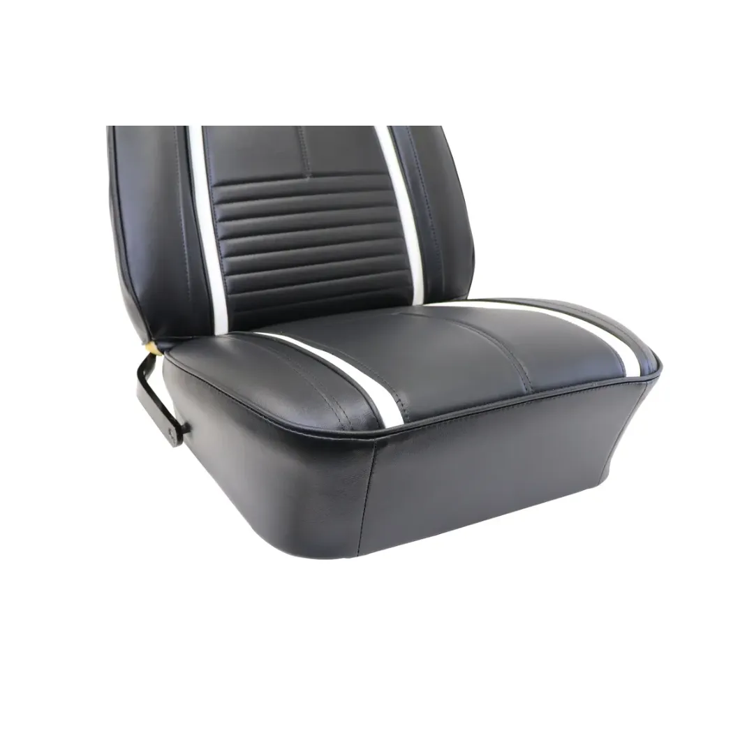 1967 Leather Seat Covers - Deluxe Interior Front Buckets - Black/White