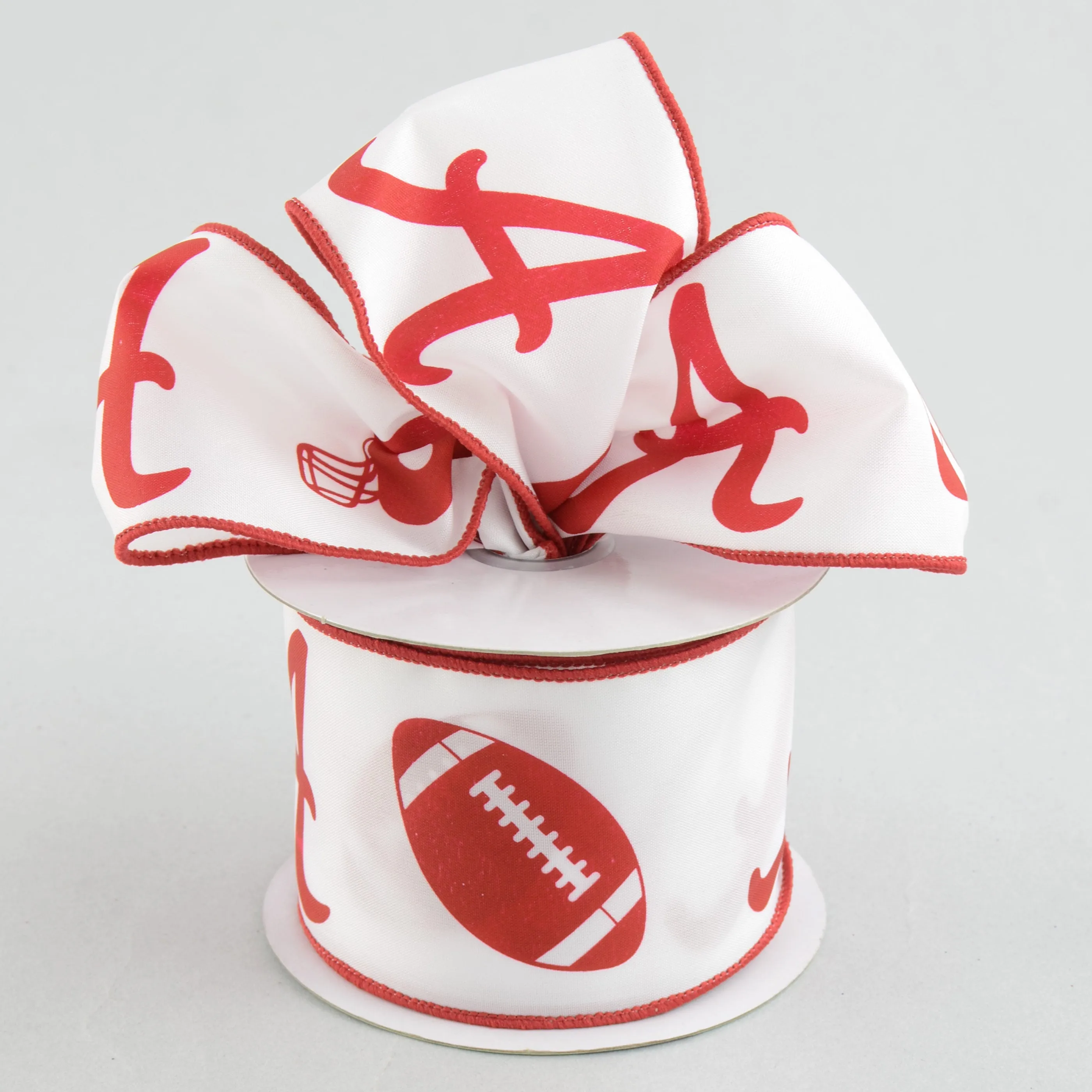 2.5" Football Helmet Crimson A Ribbon (10 Yards)