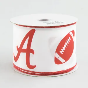 2.5" Football Helmet Crimson A Ribbon (10 Yards)