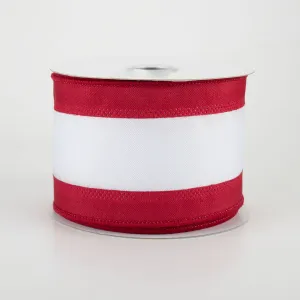 2.5" Satin Team Stripe Ribbon: Crimson & White (10 Yards)