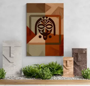 African mask: Cubist Wall Art - canvas