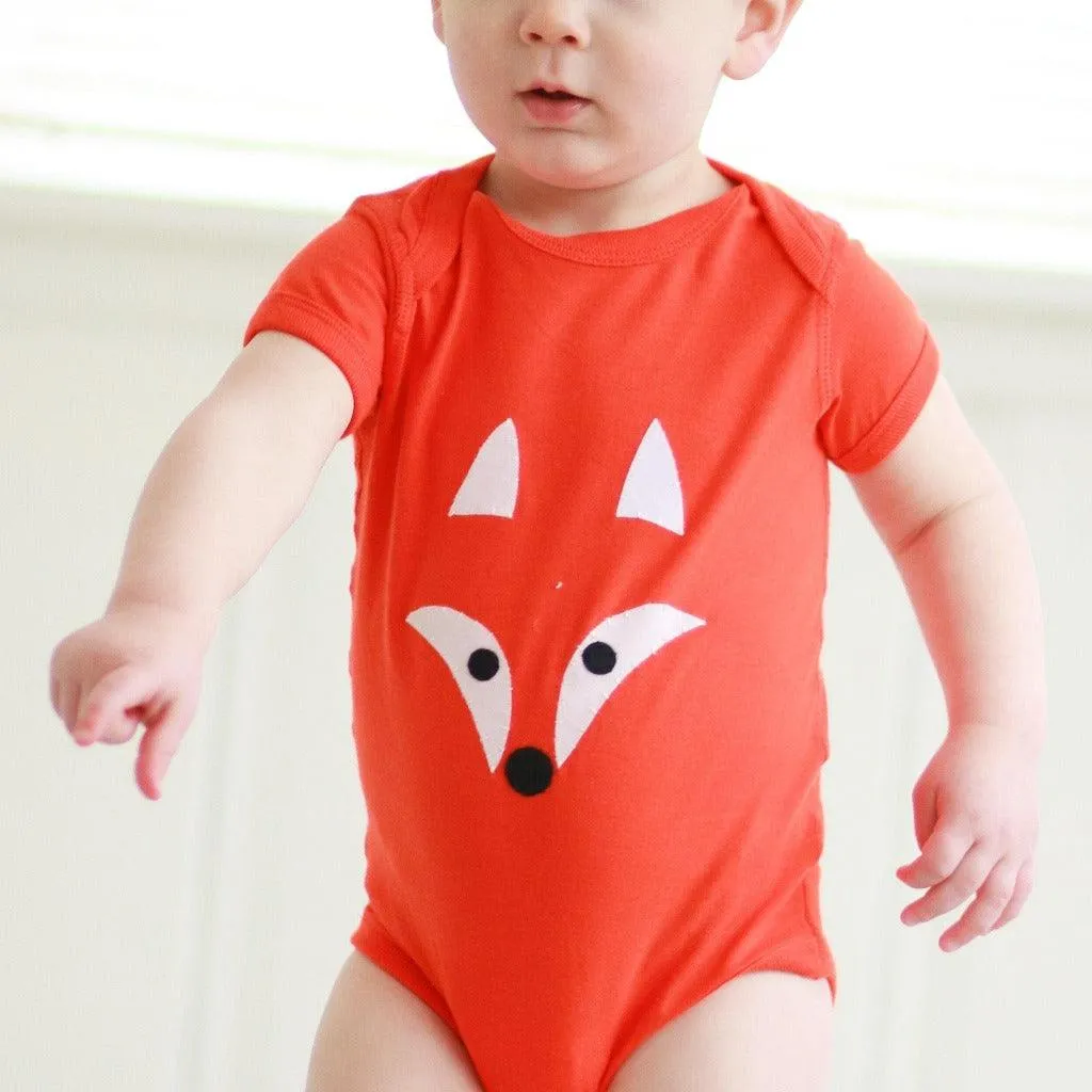 Baby Onesie with Hand-Appliqued Fox