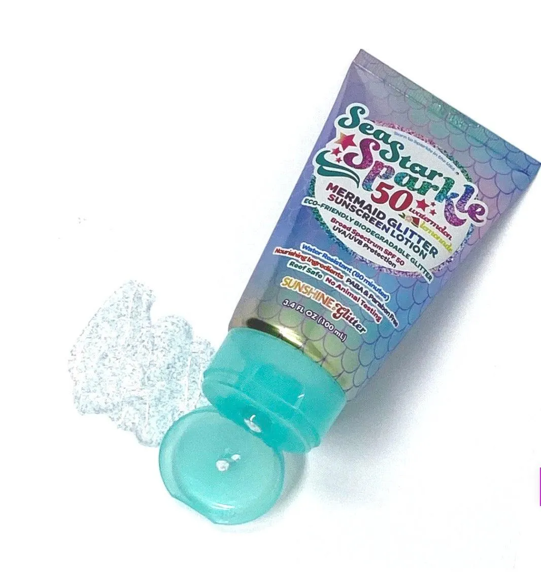 Biodegradable Glitter Sunscreen | Sea Star Sparkle Mermaid Glitter Sunscreen Lotion | Sunshine & Glitter