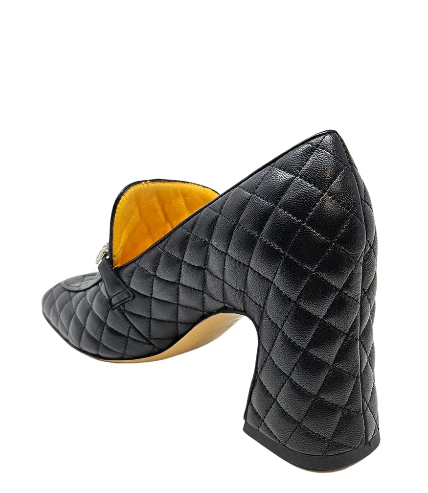 Black Leather Quilted Loafer