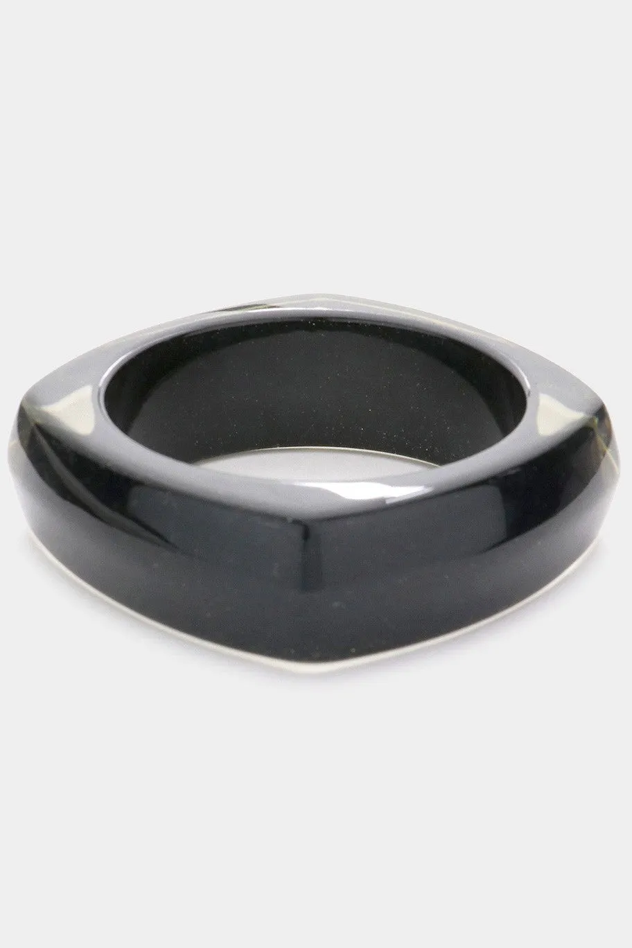 Black Rounded Square Resin Bangle