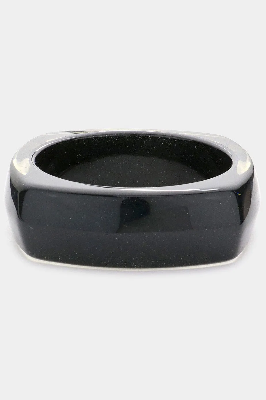 Black Rounded Square Resin Bangle