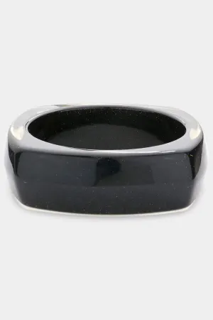 Black Rounded Square Resin Bangle