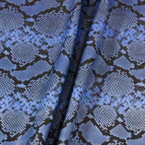 BLUE EMBOSSED SNAKE PRINT COW HIDE