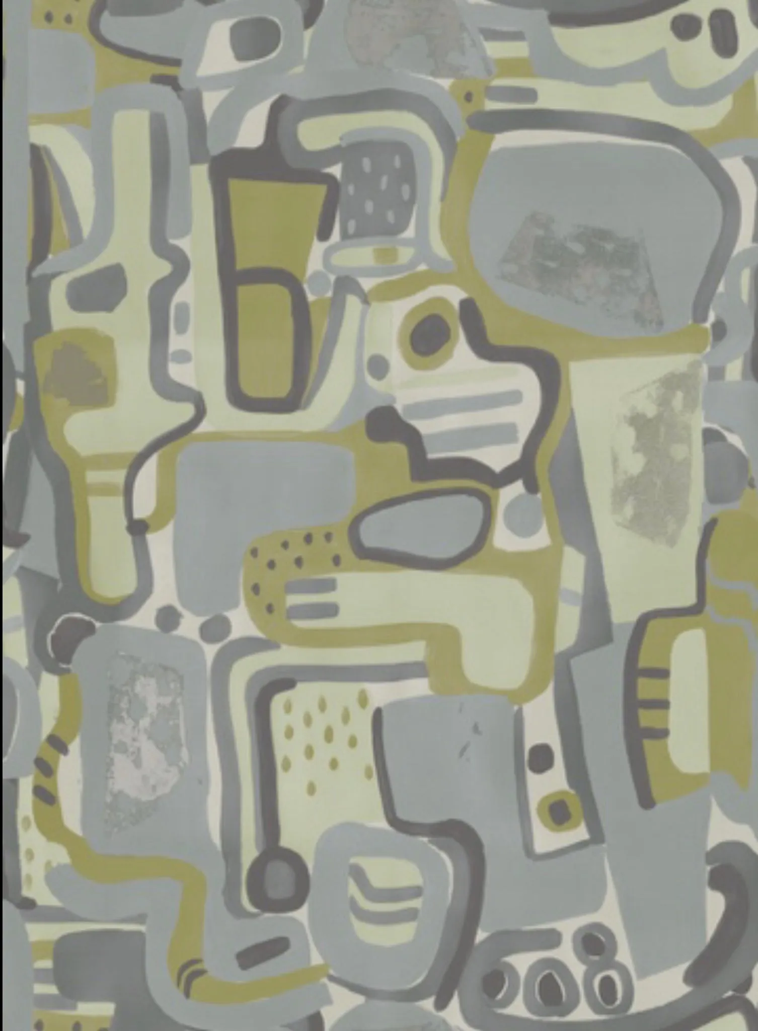 Cubist Jigsaw Wallpaper - Olive   Grey