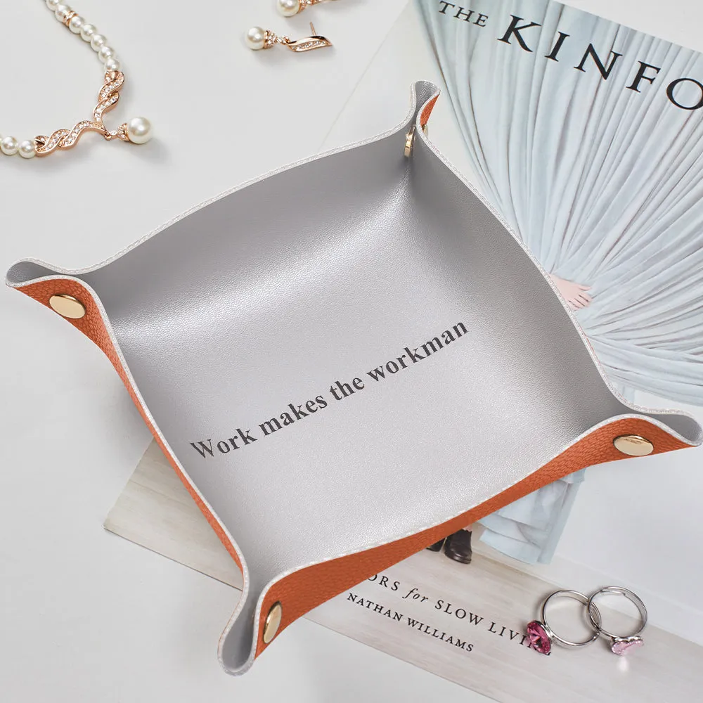 Custom Engraved Jewelry Tray Simple Unique Design PU Leather Engraved Text Unique Gift