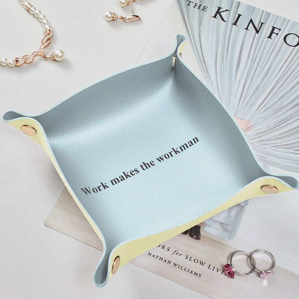 Custom Engraved Jewelry Tray Simple Unique Design PU Leather Engraved Text Unique Gift