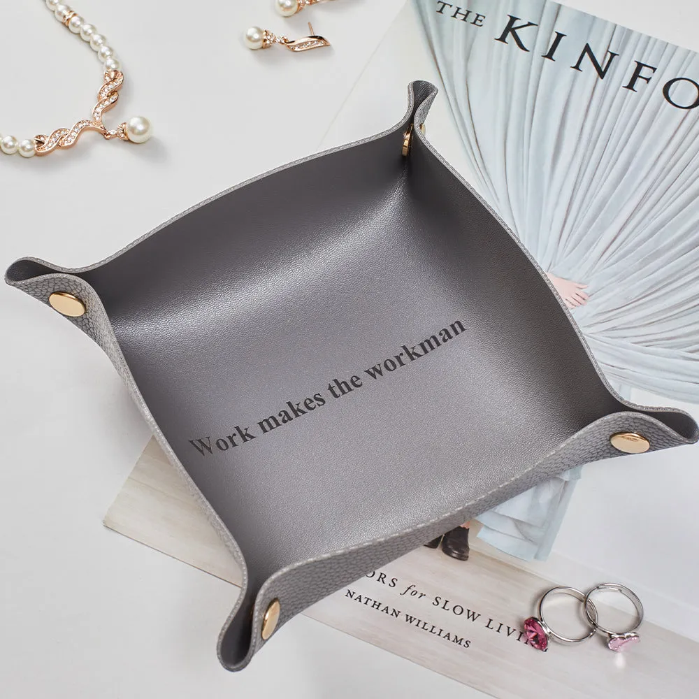 Custom Engraved Jewelry Tray Simple Unique Design PU Leather Gift for Her