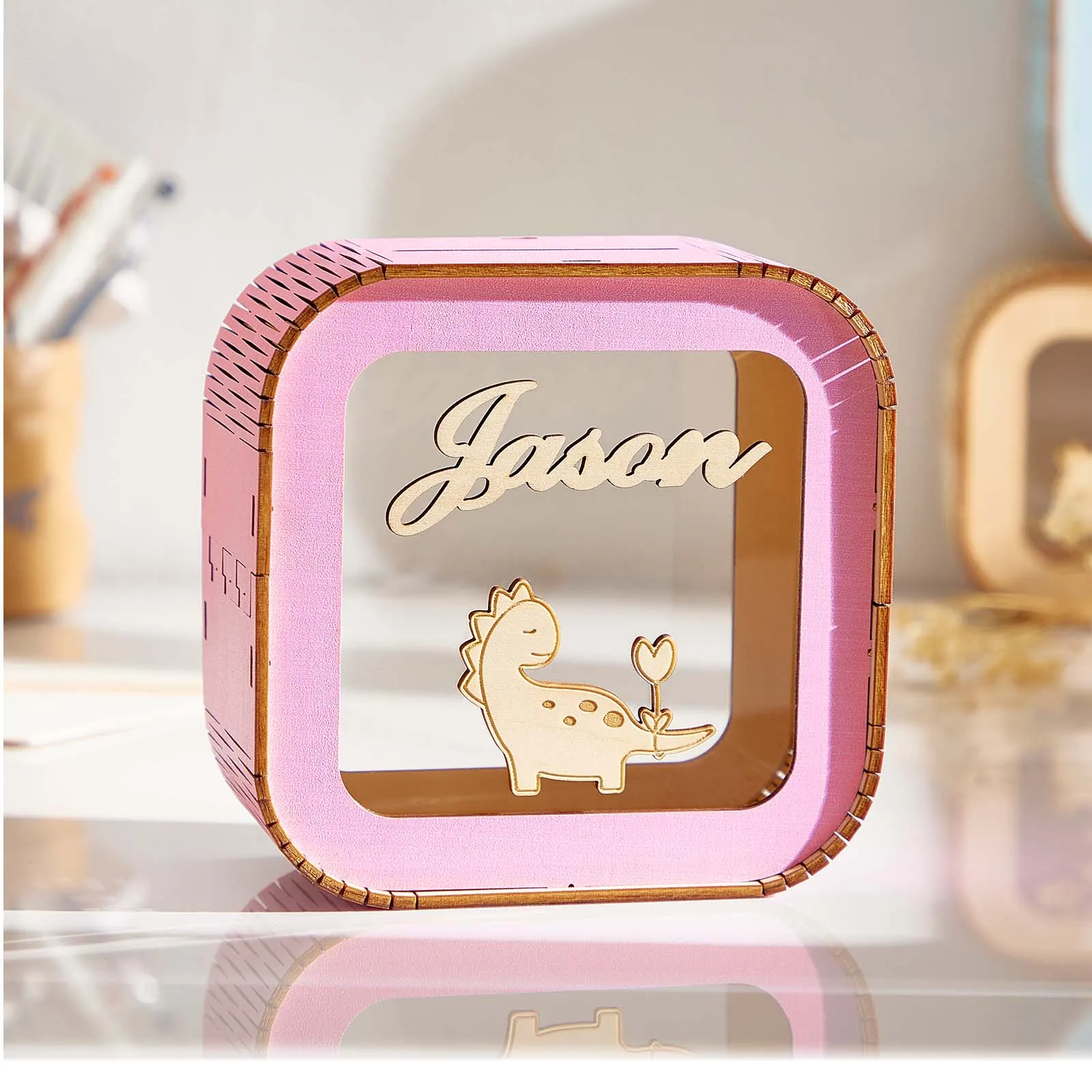 Custom Wooden Piggy Bank with Name Personalized Coin Name Bank Money Box Nursery Decoration