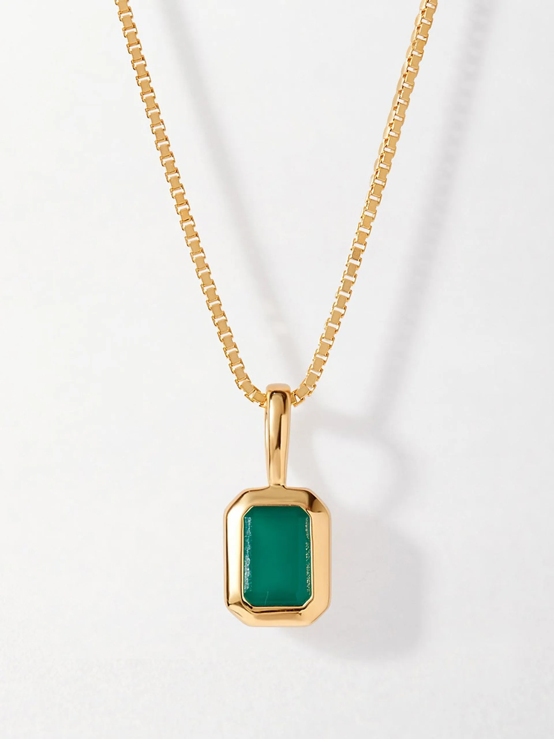 Deco green onyx May birthstone necklace