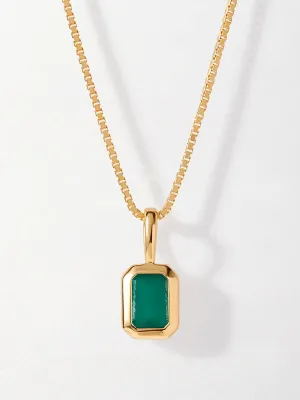 Deco green onyx May birthstone necklace