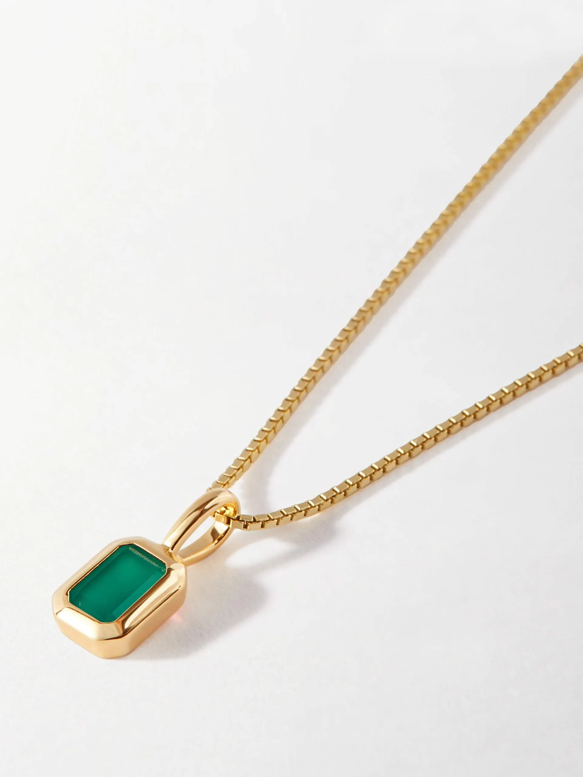 Deco green onyx May birthstone necklace