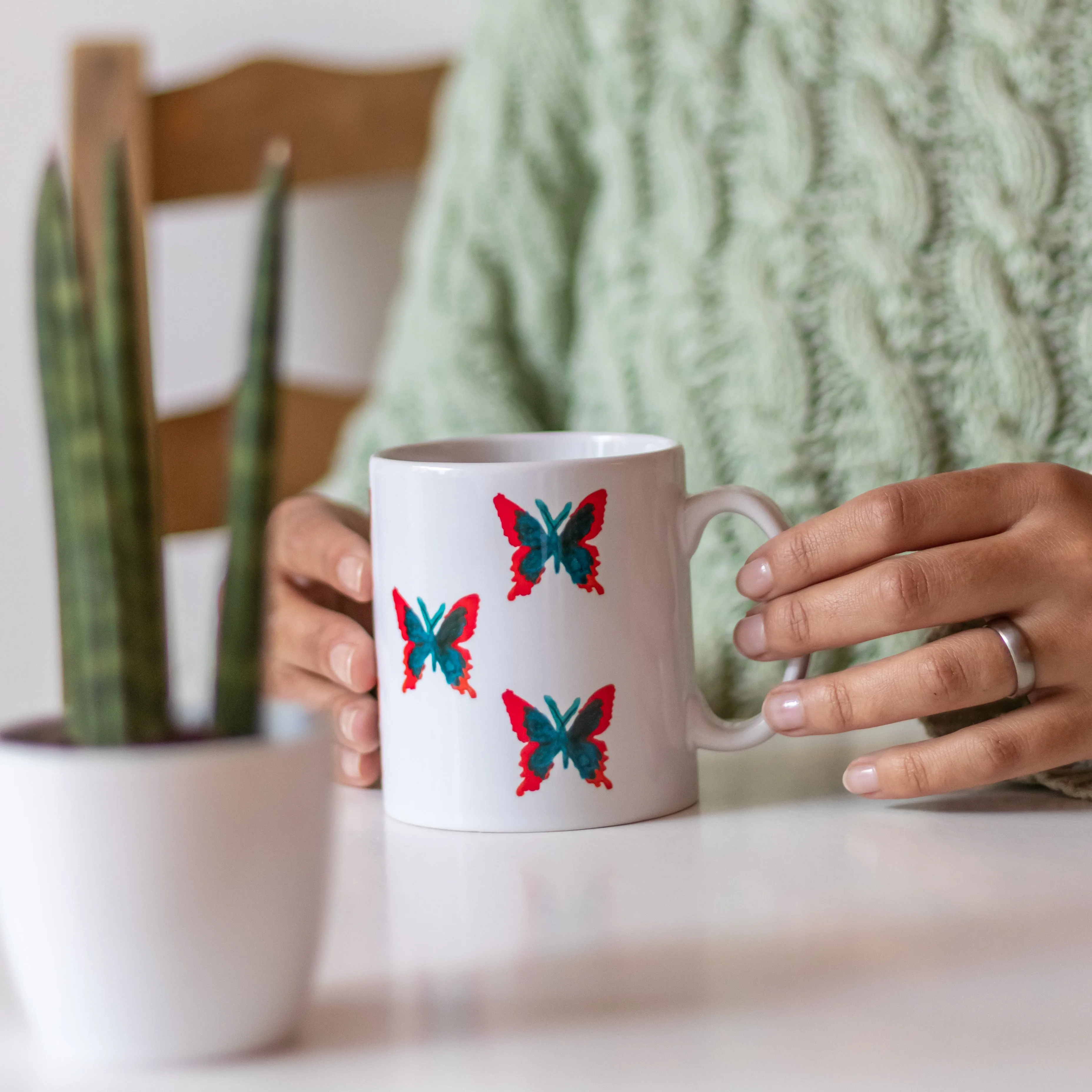 Designed by Refugees Butterfly Print Coffee Mug