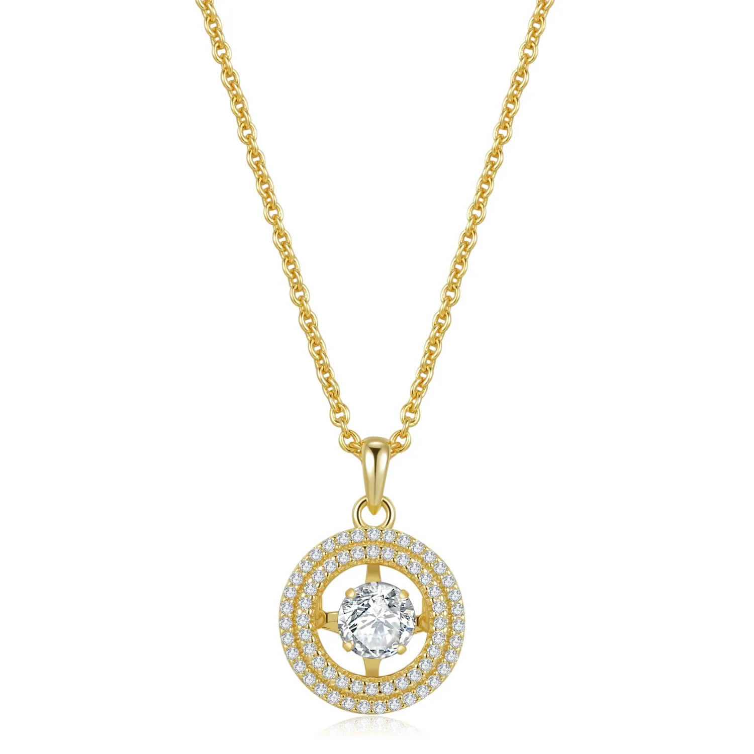 Double circle zircon necklace