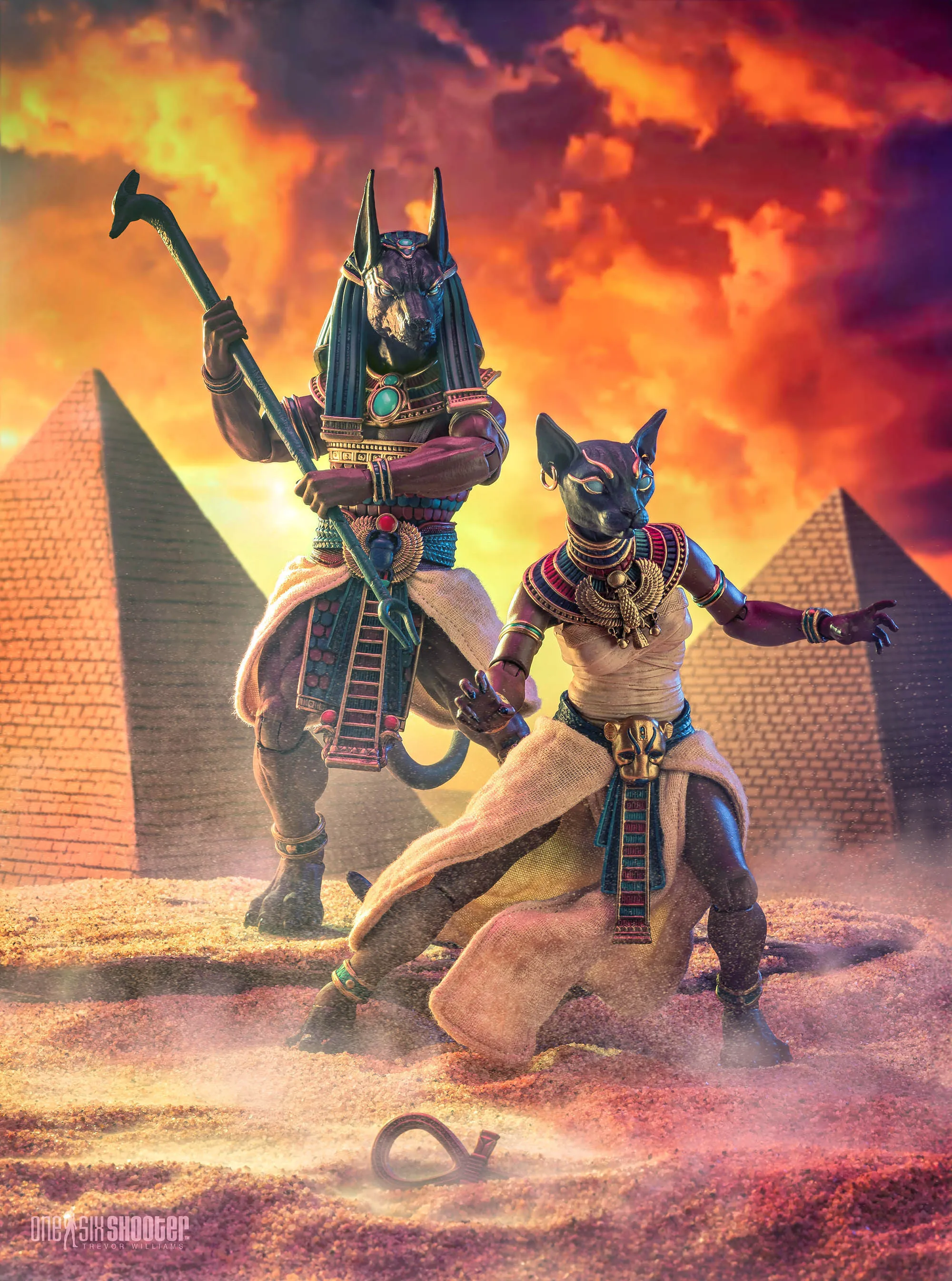 FIGURA OBSCURA: Gods of Ancient Egypt, Anubis & Bastet figures