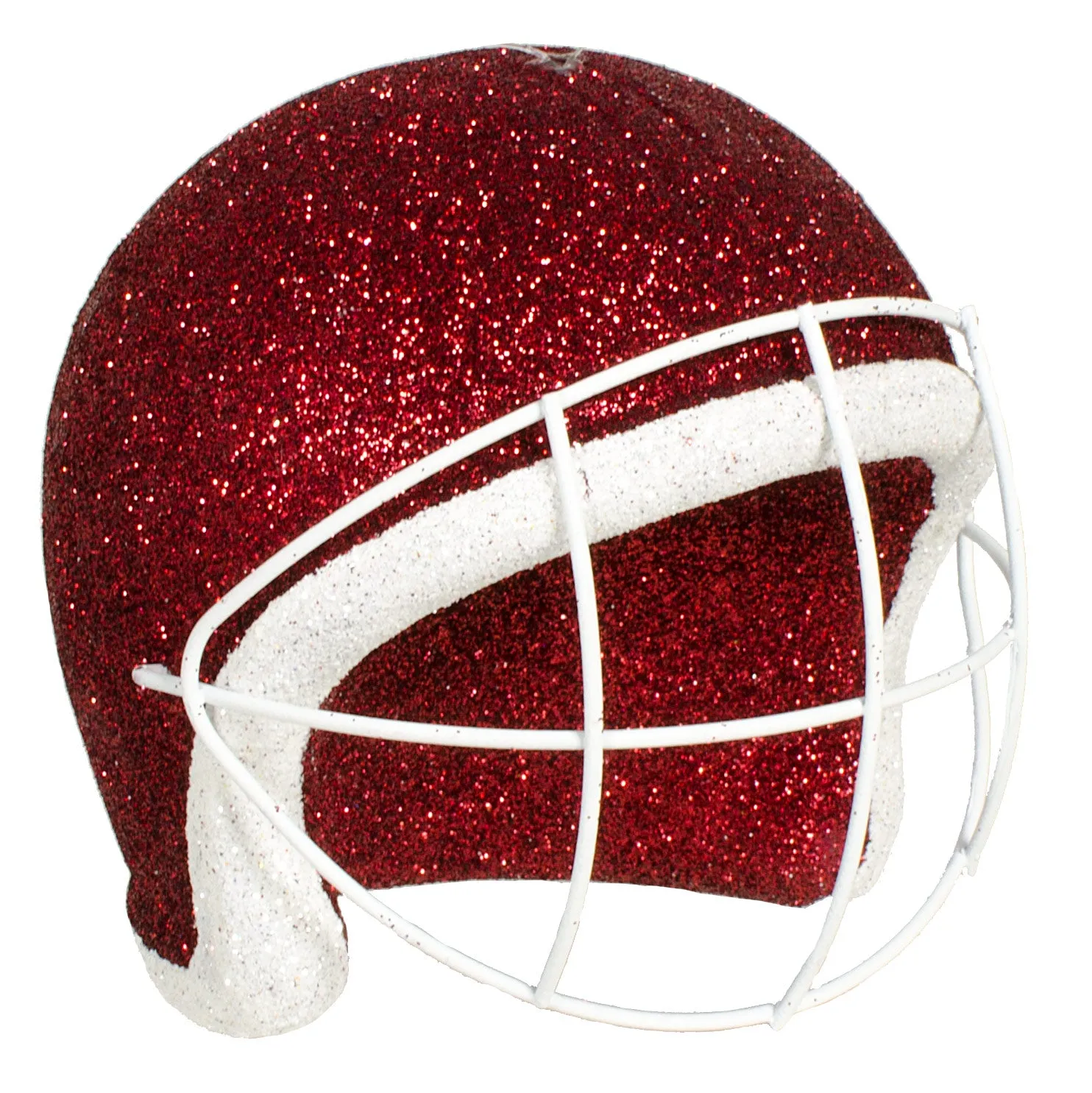 Football Helmet Ornament: Crimson Red & White (4")