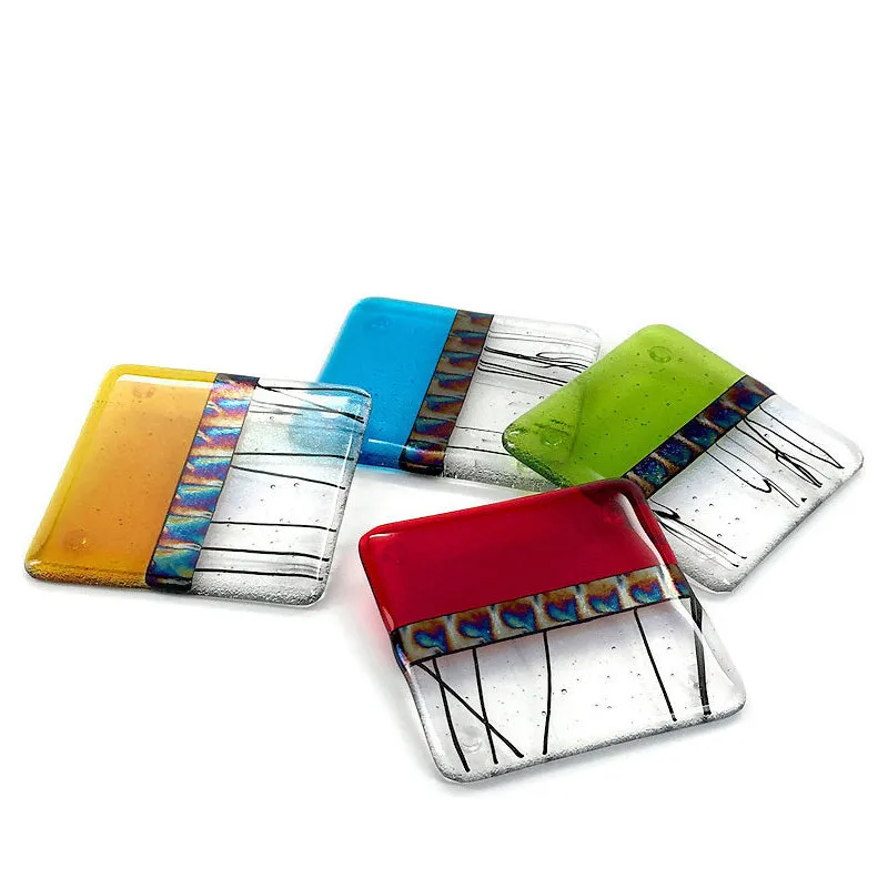 Fused glass coasters, set of 4