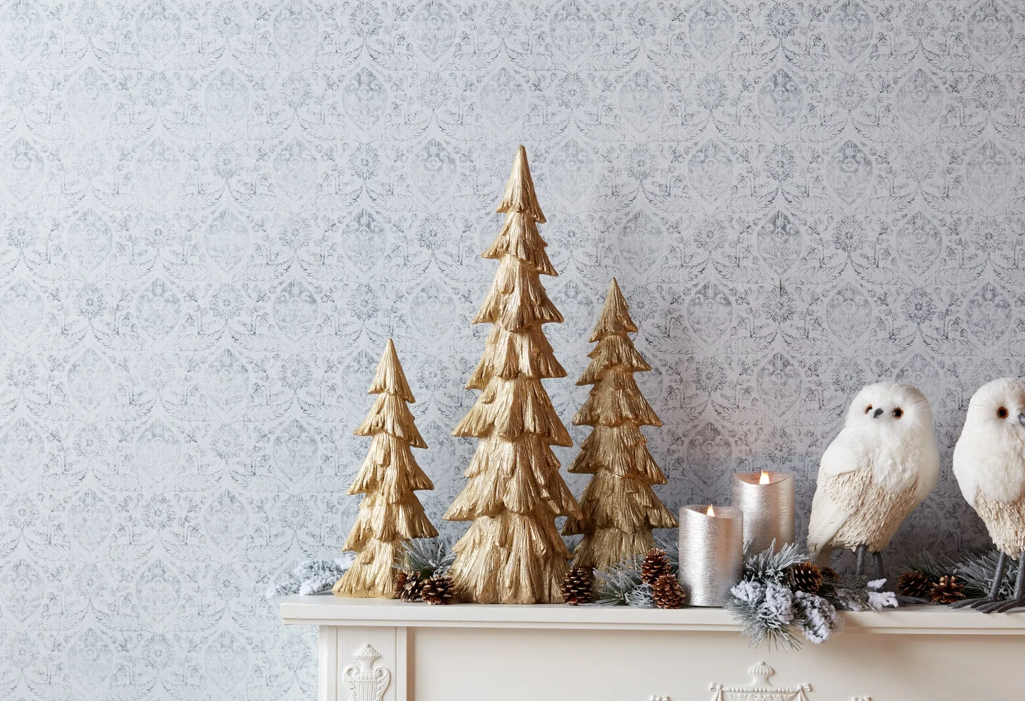 Gold Glitter Holiday Tree Figurines