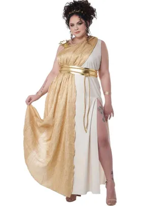 Golden Goddess Womens Plus Size Toga Costume