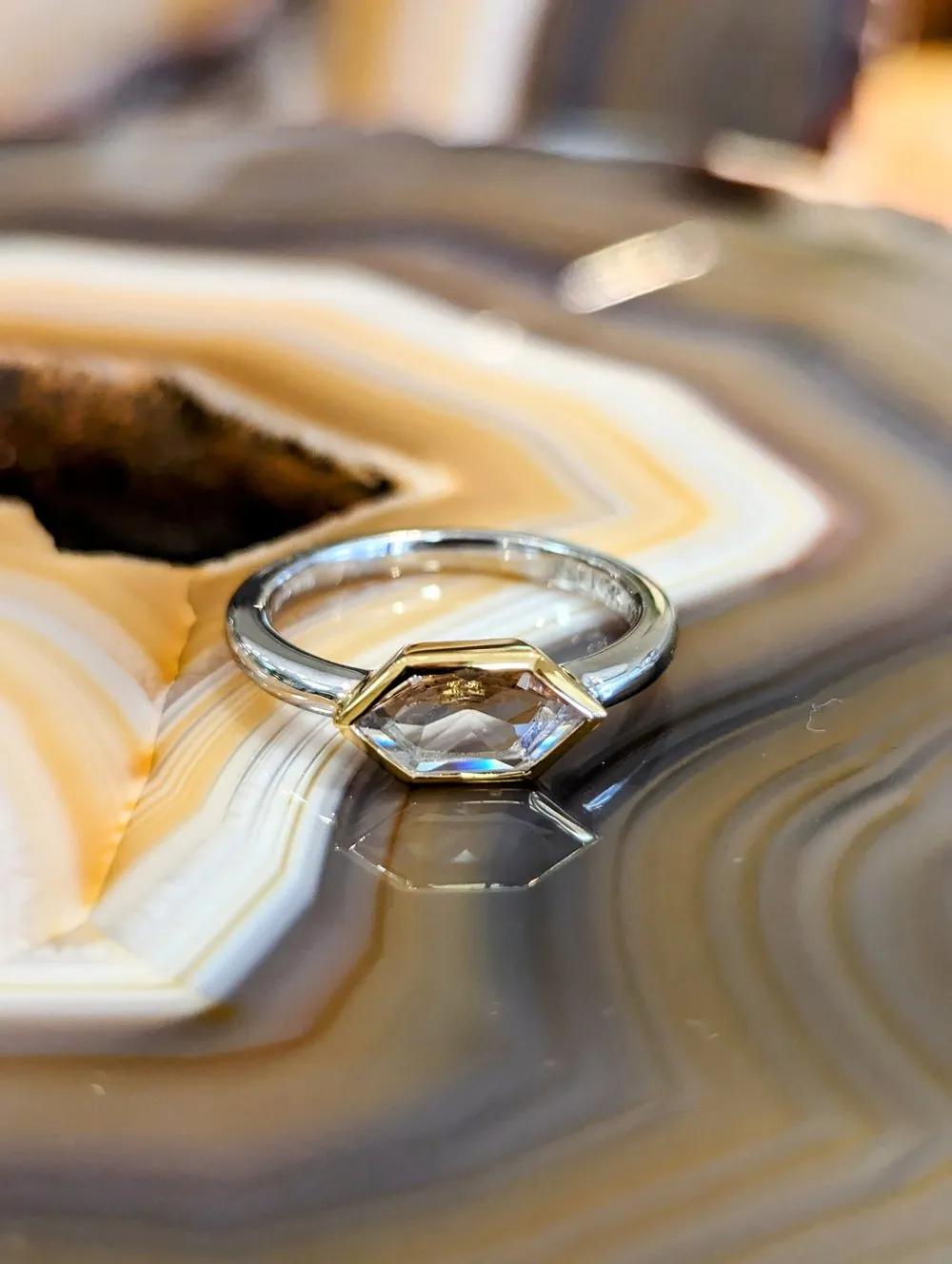 Hexagon Bezel Ring