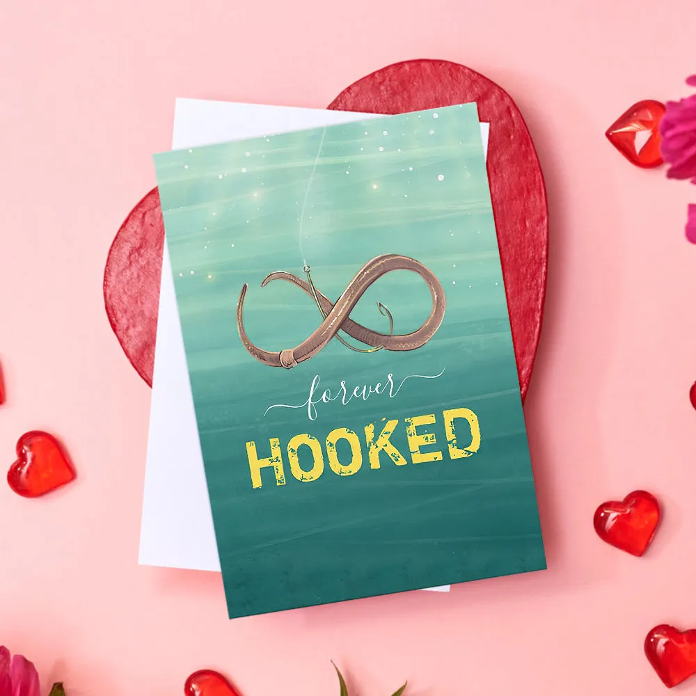 Hooked on You Funny Unique Fish Valentine's Day Greeting Card