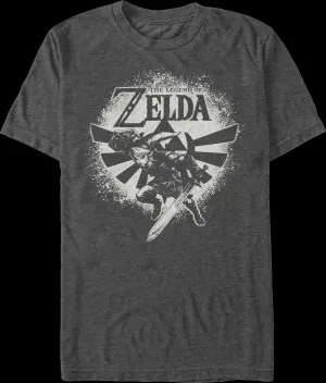 Link Paint Splatter Pose Legend of Zelda T-Shirt