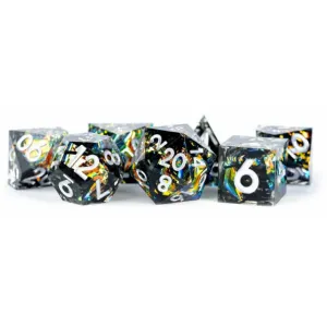 MDG Sharp Edge Resin Dice Set - Shimmering Coal