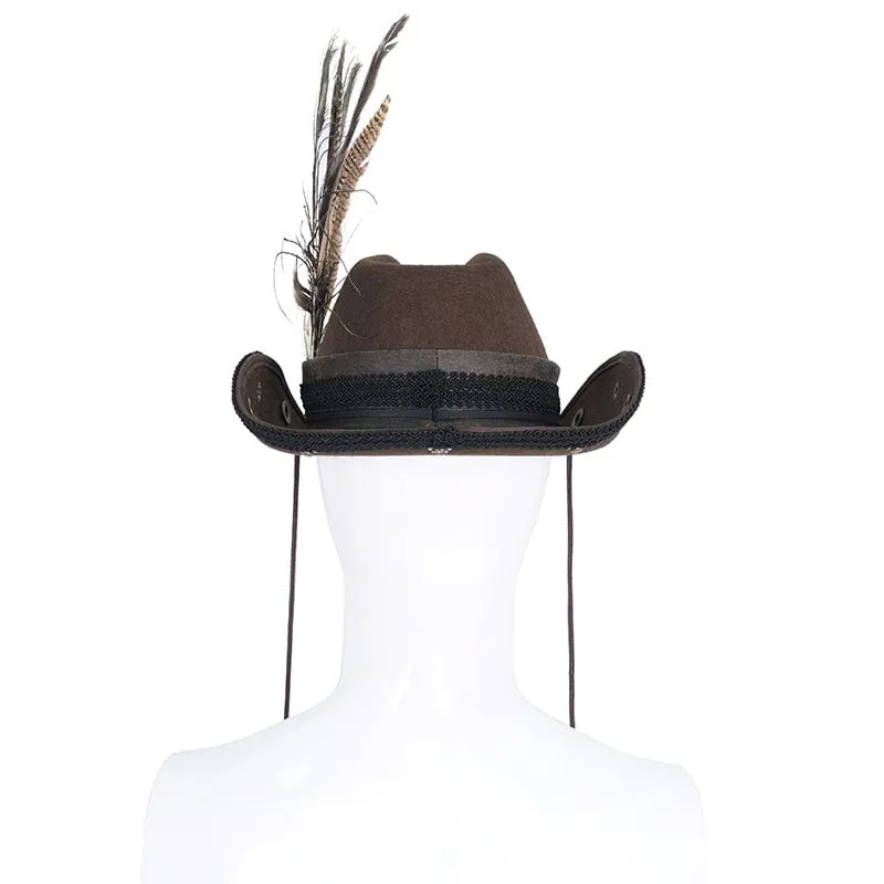 Men's Gothic Skull Feather Cowboy Hat