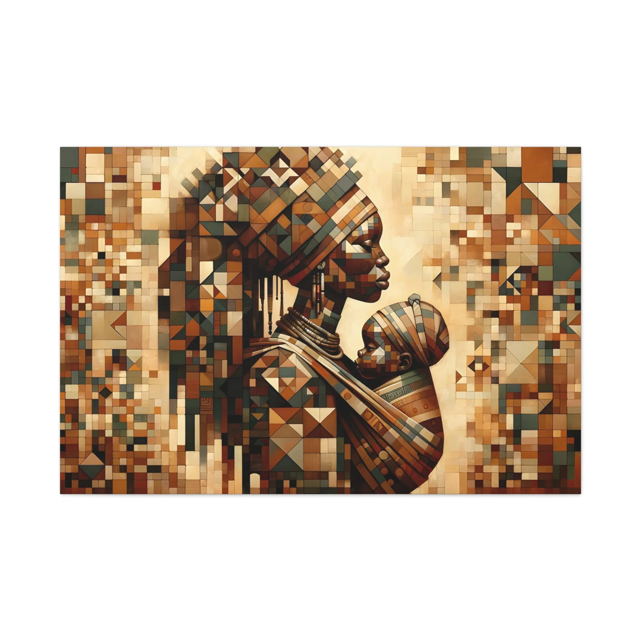 Motherhood in Cubism: African Wall Art - canvas