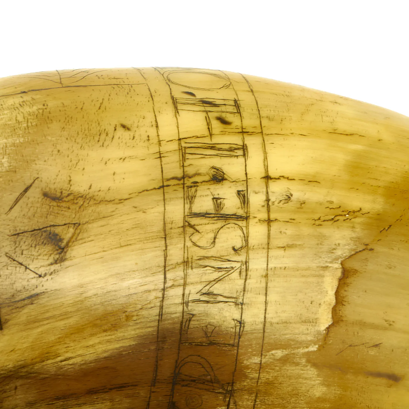 Original U.S. Colonial Era Powder Horn dated 1759 Showing Many Engraved Designs from French & Indian to Revolutionary War Eras