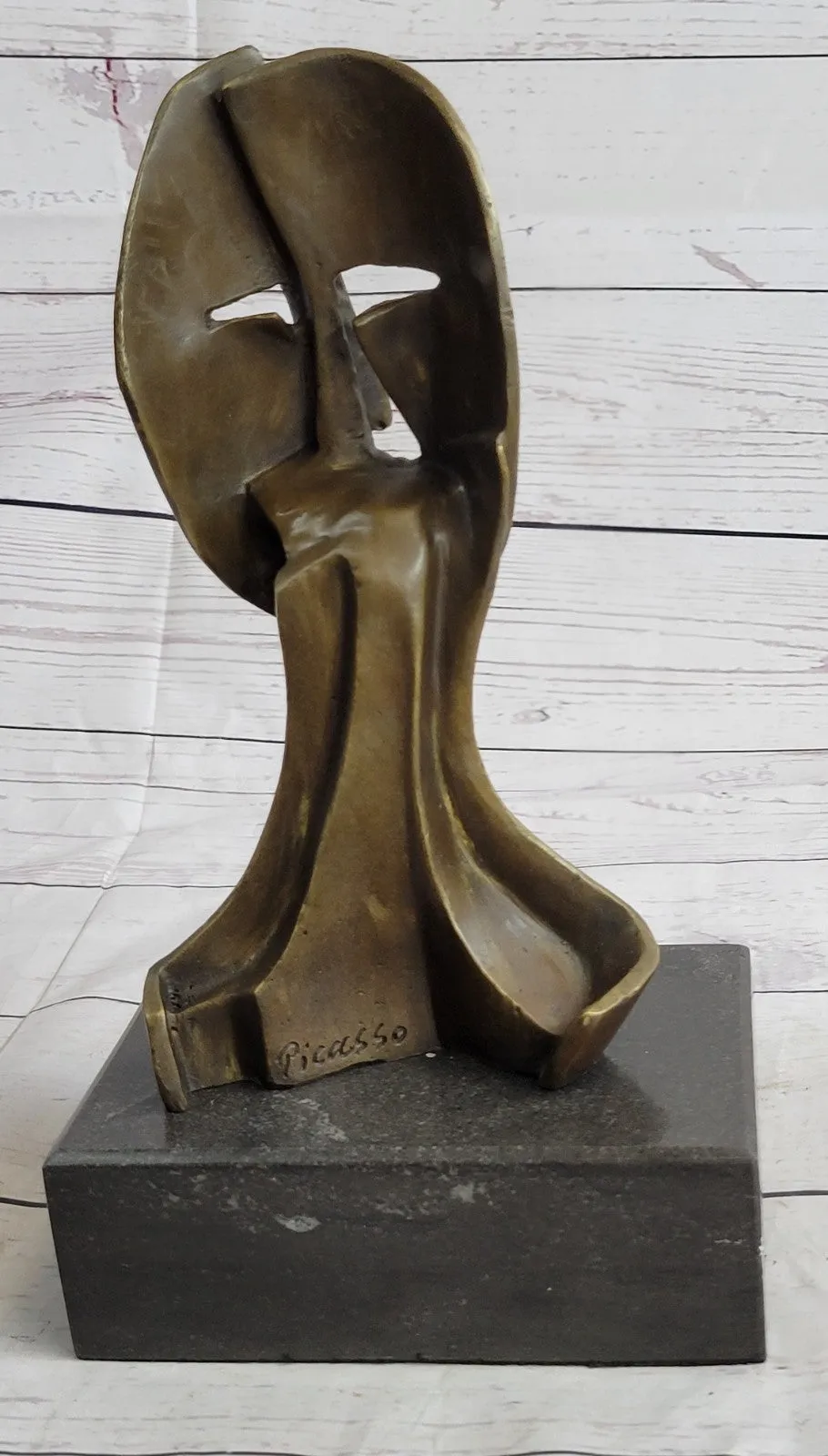 Pablo Picasso inspired Bronze Sculpture BEHIND THE MASK Hot Cast Artwork Figure