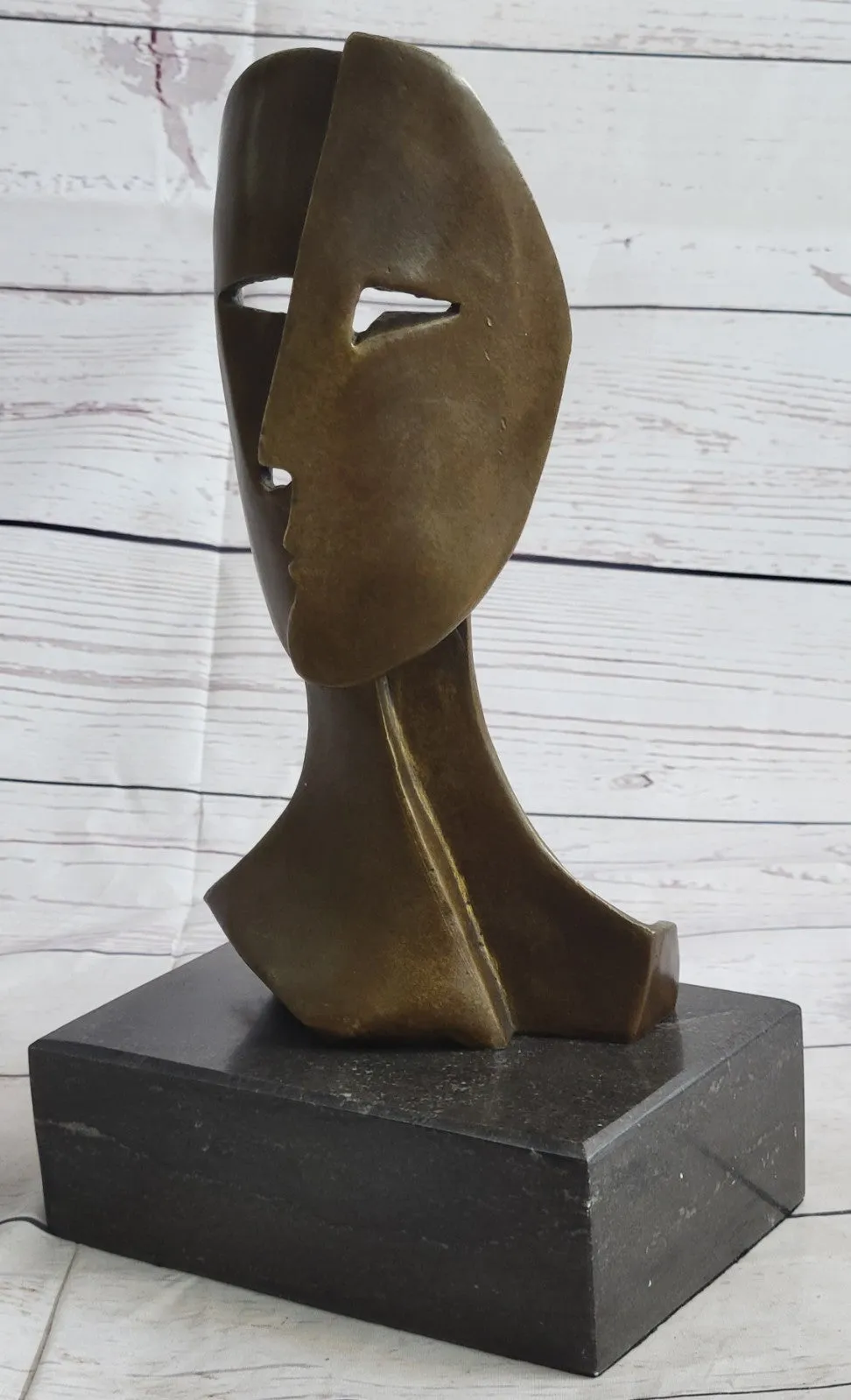 Pablo Picasso inspired Bronze Sculpture BEHIND THE MASK Hot Cast Artwork Figure