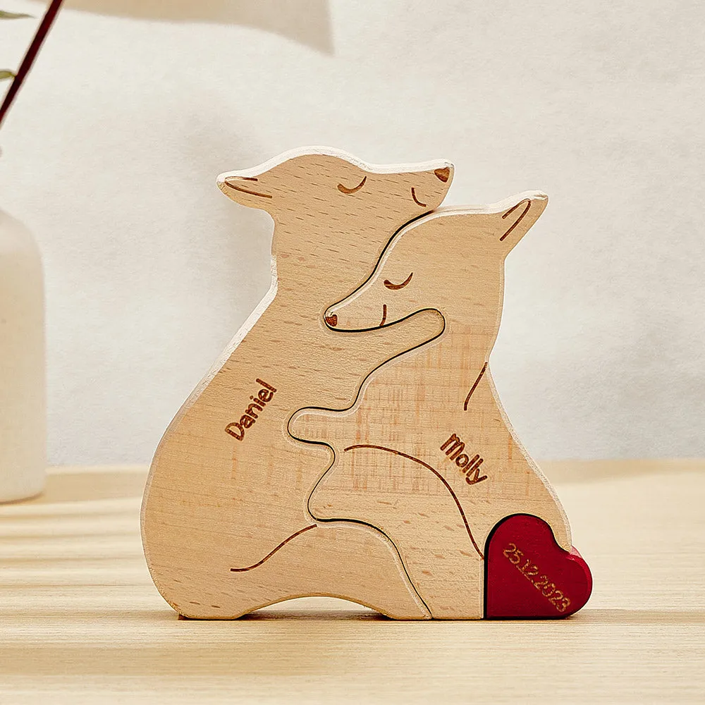 Personalized Wooden Fox Custom Family Member Names Puzzle Home Decor Gifts