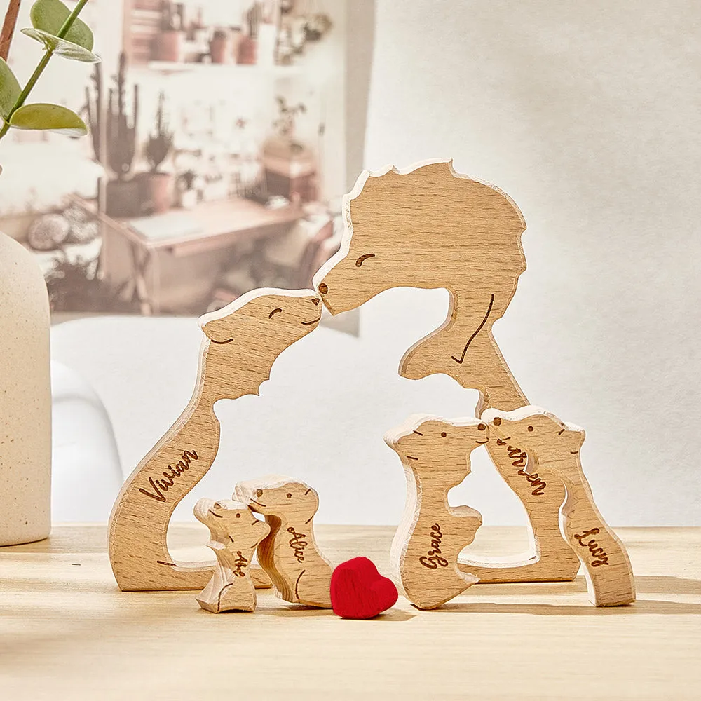 Personalized Wooden Lions Custom Family Member Names Puzzle Home Decor Gifts