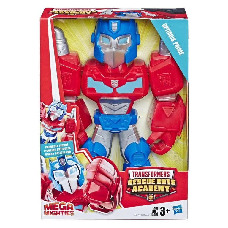 Playskool Heroes Mega Mighties Transformers Rescue Bots Academy Optimus Prime Figure 10-inch Figure, Collectible Toys for Kids Ages 3 and Up