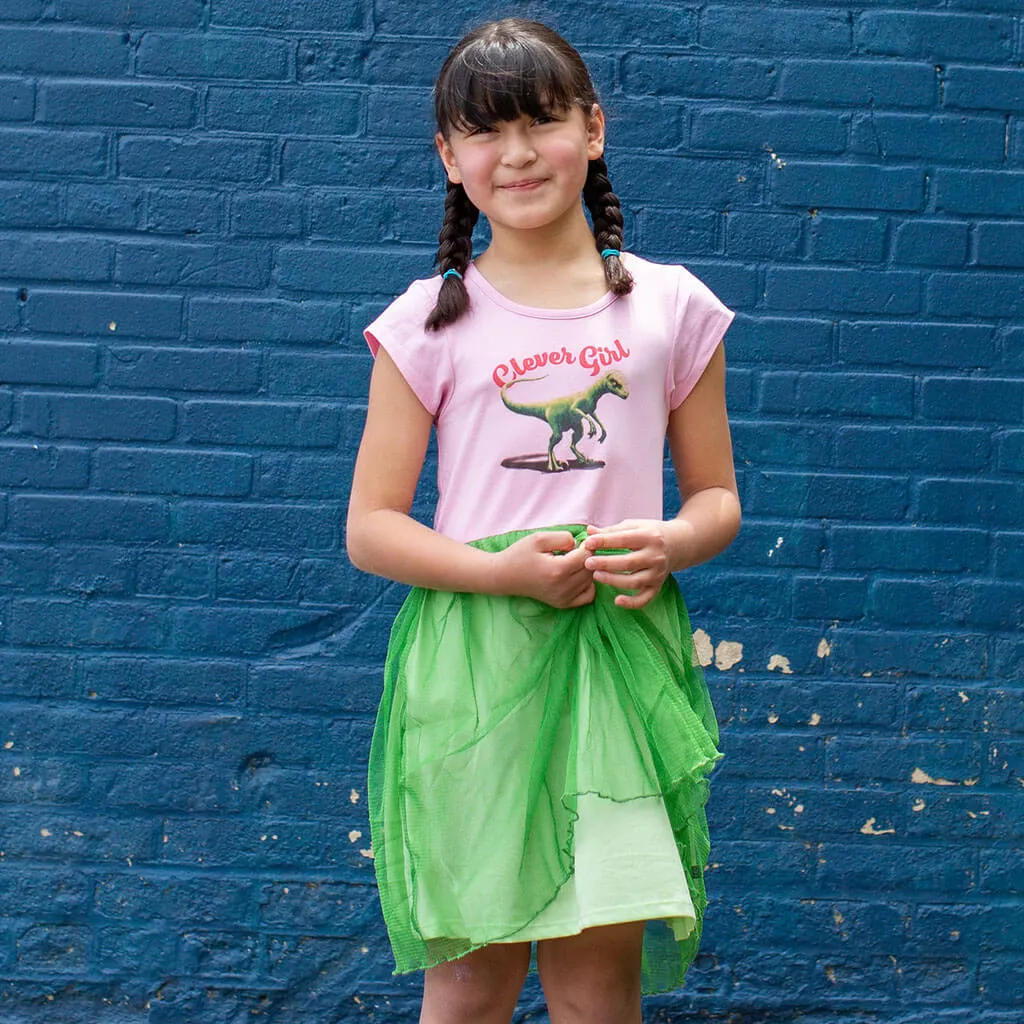 "Clever Girl" Velociraptor Dress with Mesh Skirt