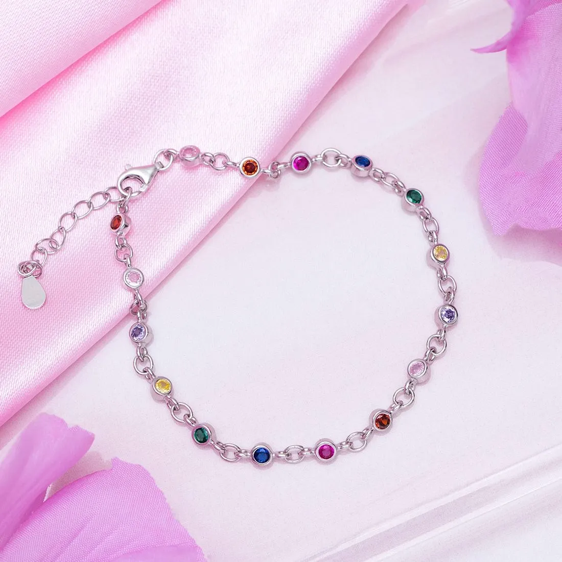 Radiant Spectrum Rhodium Plated 925 Sterling Silver Bracelet