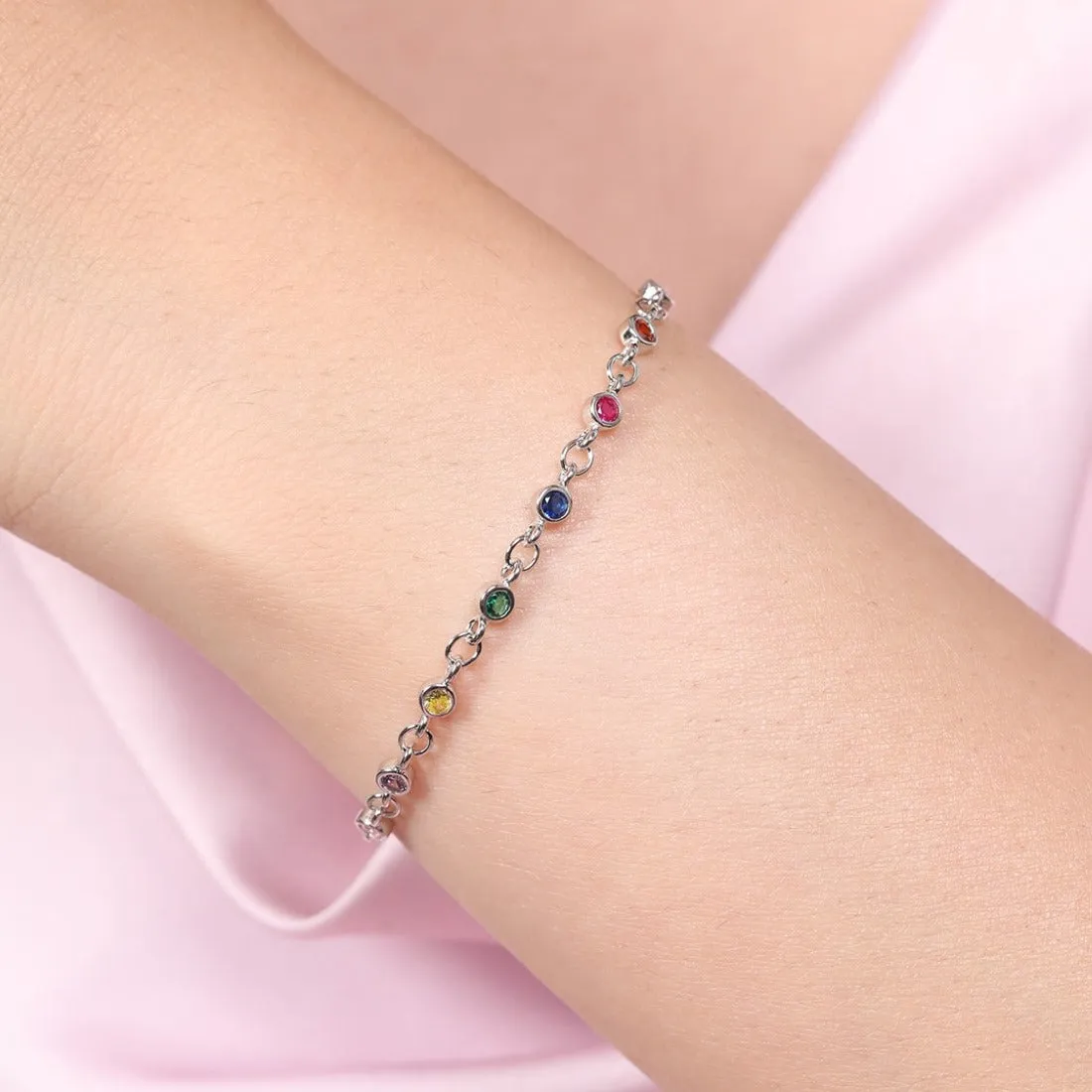 Radiant Spectrum Rhodium Plated 925 Sterling Silver Bracelet