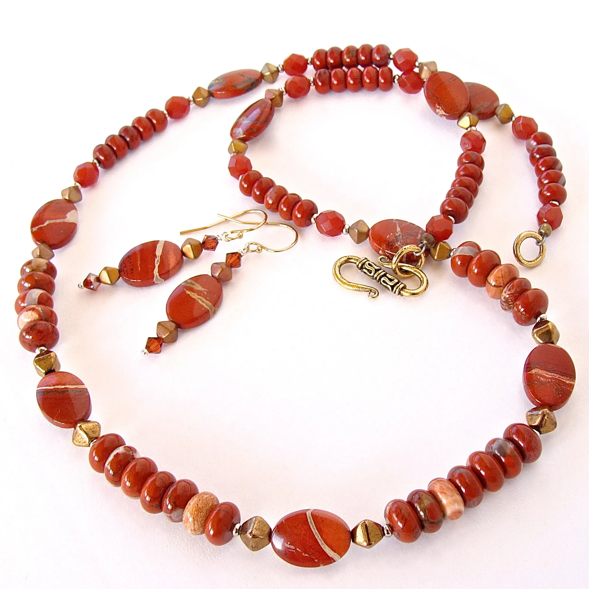 Sienna: Red Necklace with Jasper Gemstones