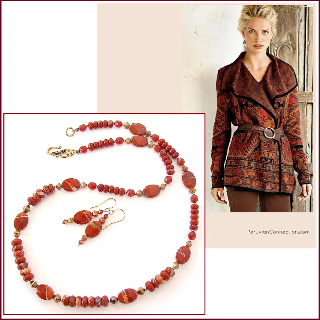 Sienna: Red Necklace with Jasper Gemstones