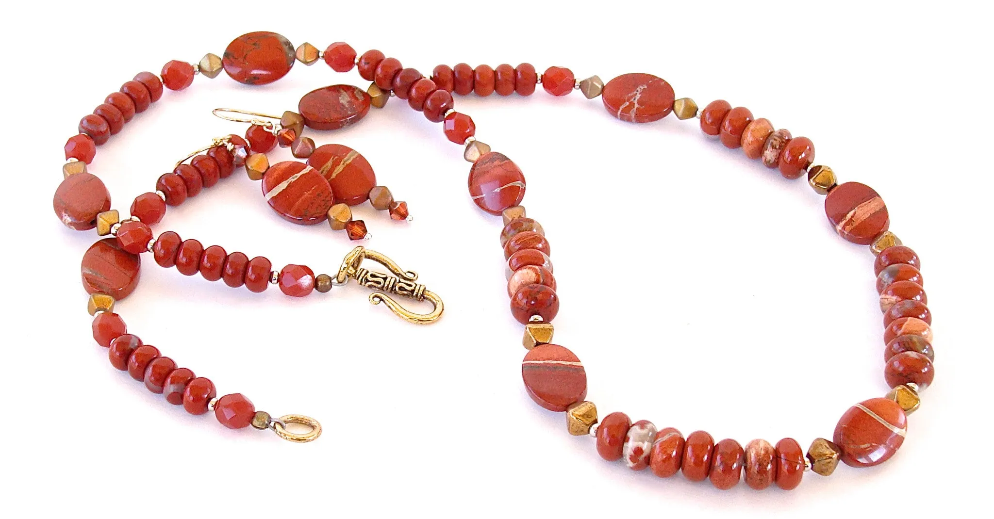 Sienna: Red Necklace with Jasper Gemstones