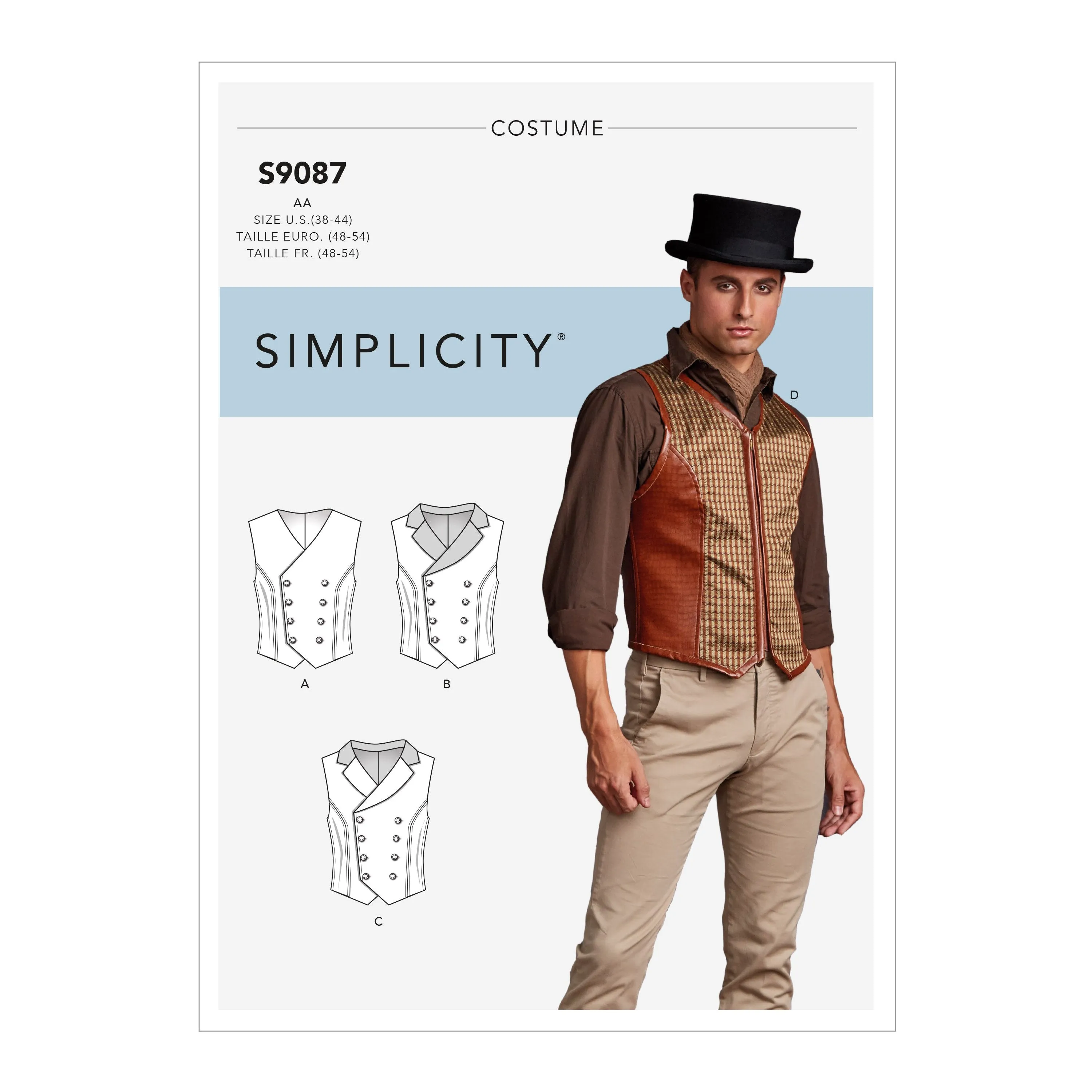 Simplicity Sewing Pattern S9087 Men's Steampunk Corset Waistcoats