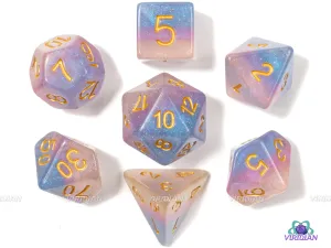 Sparkly Bi Pride | Shiny Blue, Pink, Purple Glittery Bisexual Flag | LGBTQ  Themed Dice Set (7)