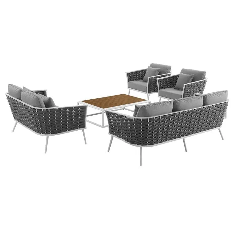 Stance Five-Piece Outdoor Patio Aluminum Sectional Sofa Set