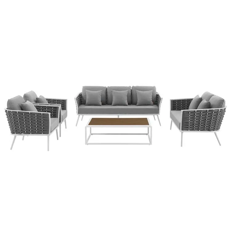 Stance Five-Piece Outdoor Patio Aluminum Sectional Sofa Set