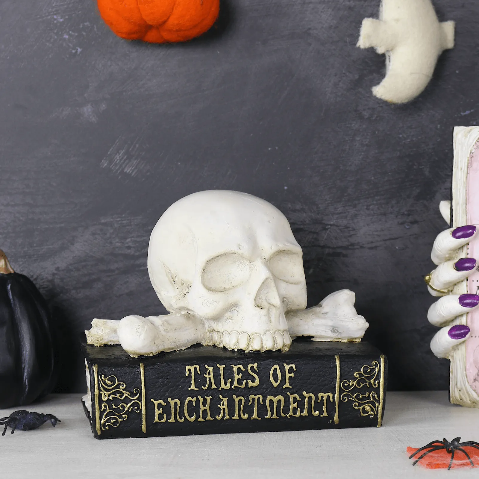 Tales of Enchantment Skull Book Halloween Party Decoration 17cm